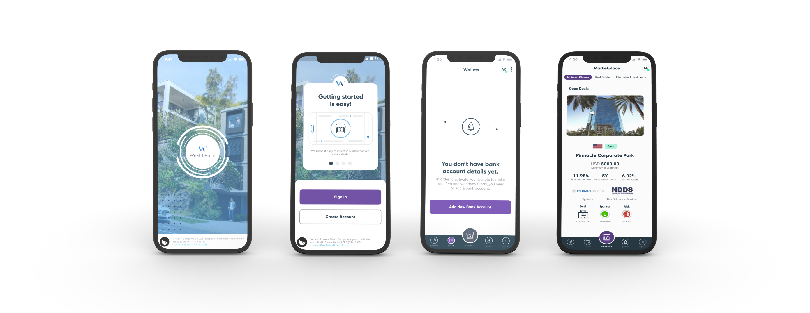 Hi Fidility Mockups of Wealth Migrate Designs